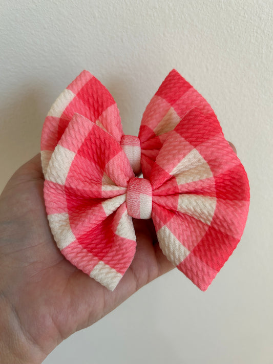 PIGGIE CLIPS - PINK/IVORY GIGHAM