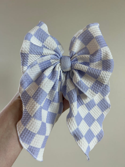 SAILOR BOW - READY TO SHIP - LIGHT PURPLE CHECKERED