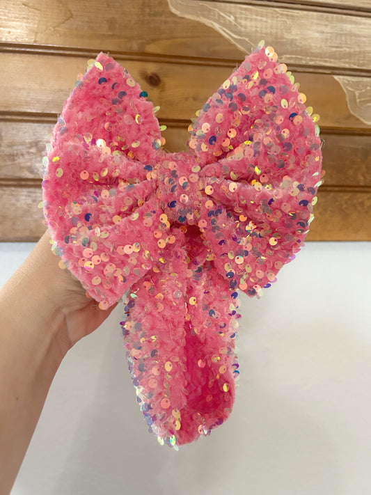 SEQUIN BOW - LIGHT PINK