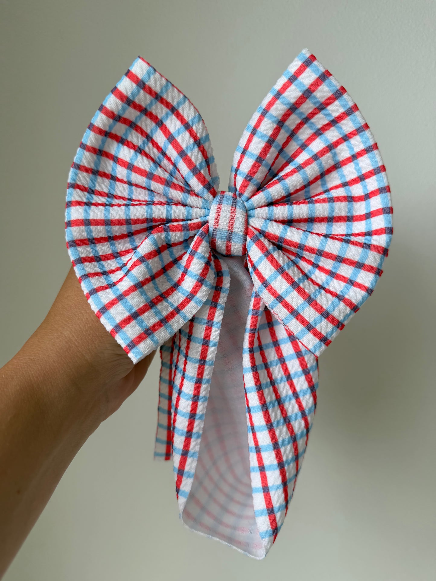 BABY REGULAR BOW - 4TH OF JULY - RED.WHITE.BLUE GRID