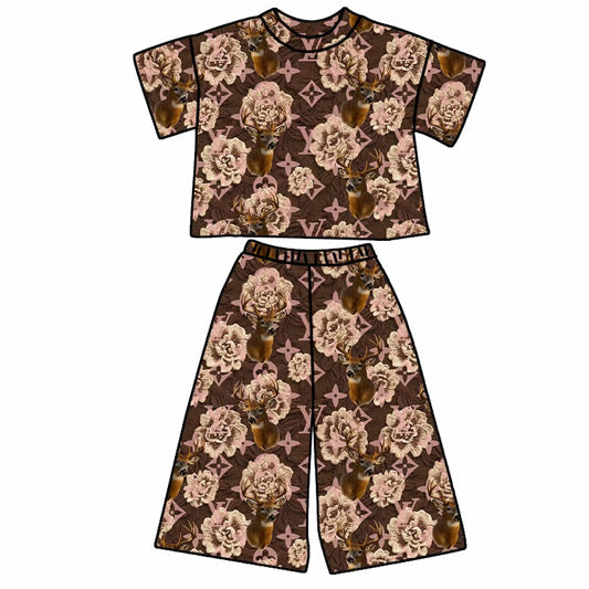 PRE ORDER - LOUNGE SET - BOUJEE DEER (BROWN & PINK)
