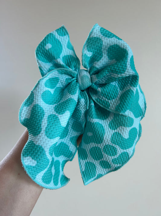 SAILOR BOW - READY TO SHIP - TURQUOISE CHEETAH
