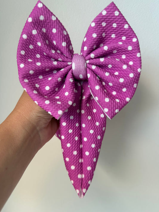 BABY REGULAR BOW- NEW MAGENTA DOTS