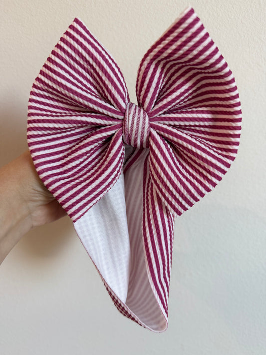 BOW - STRIPED MAGENTA