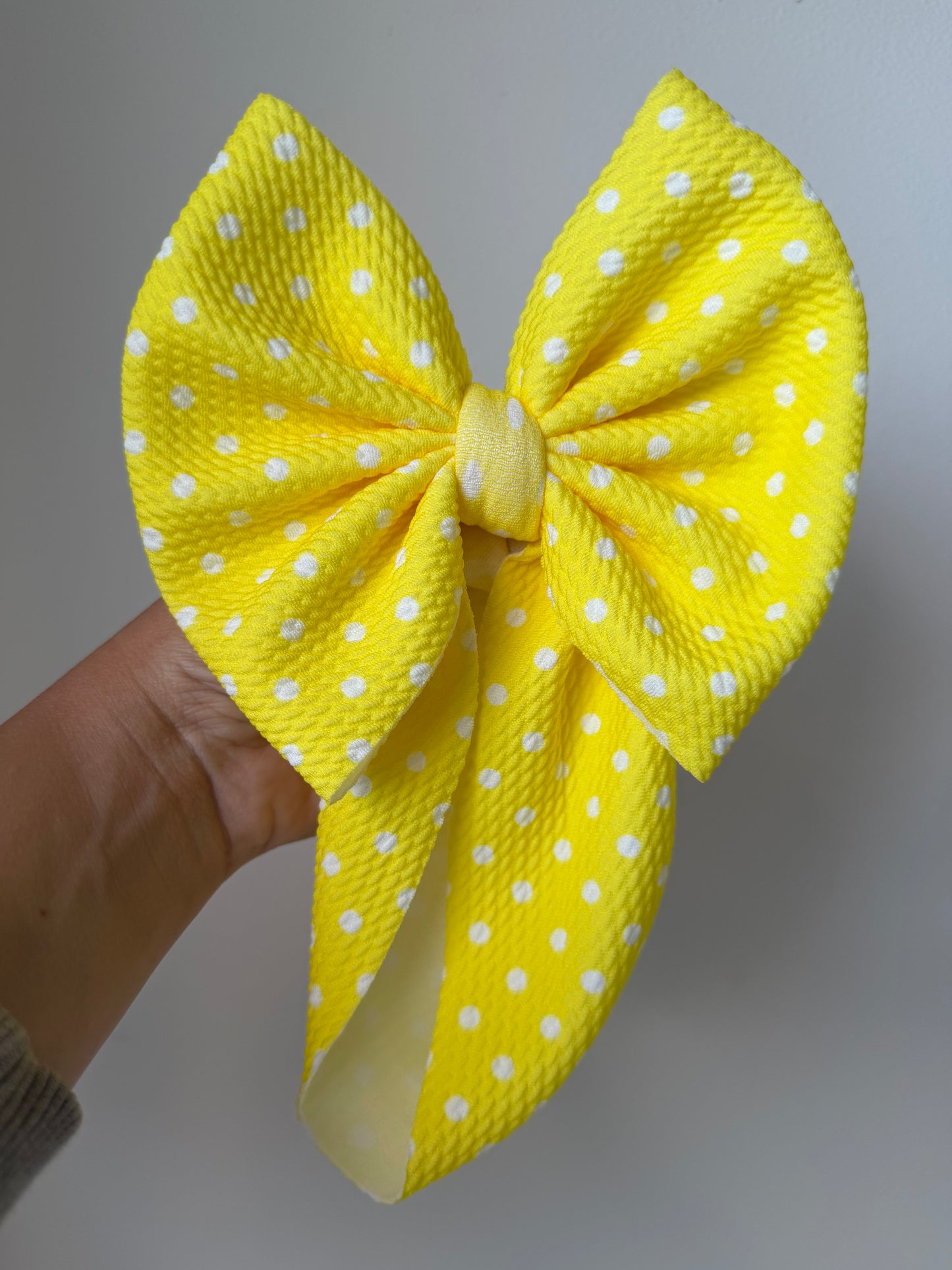 BABY REGULAR BOW- NEW BRIGHT YELLOW DOT