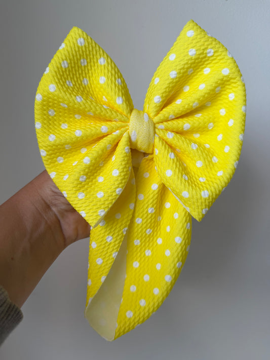 BABY REGULAR BOW- NEW BRIGHT YELLOW DOT