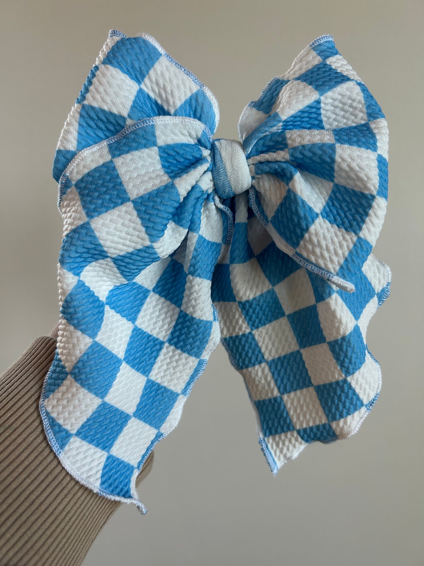 SAILOR BOW - READY TO SHIP - PRETTY BLUE CHECKERED