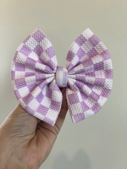 BIG CLIP BOW - PURPLE/PURPLE CHECKERED