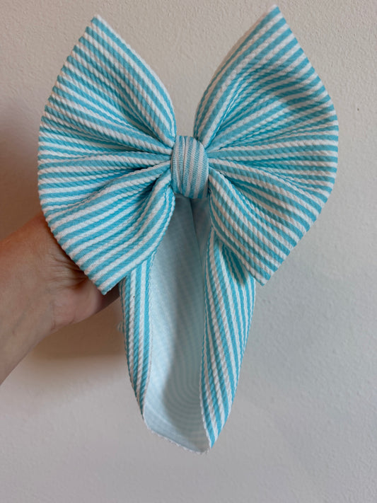 BOW - STRIPED TURQUOISE
