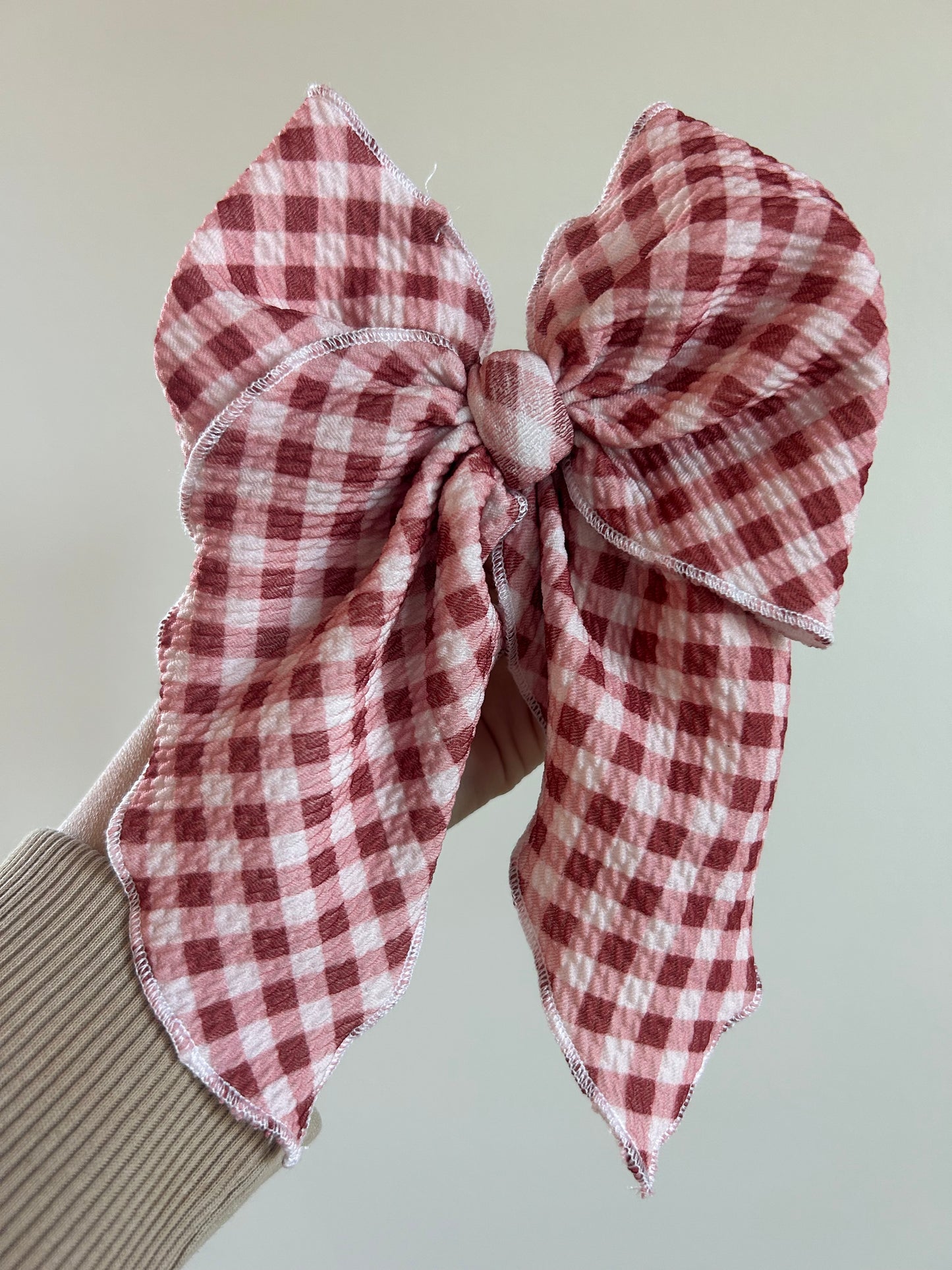 SAILOR BOW - READY TO SHIP - MAUVE GINGHAM