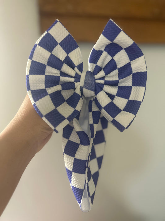 BOW -PURPLE/ WHITE CHECKERED