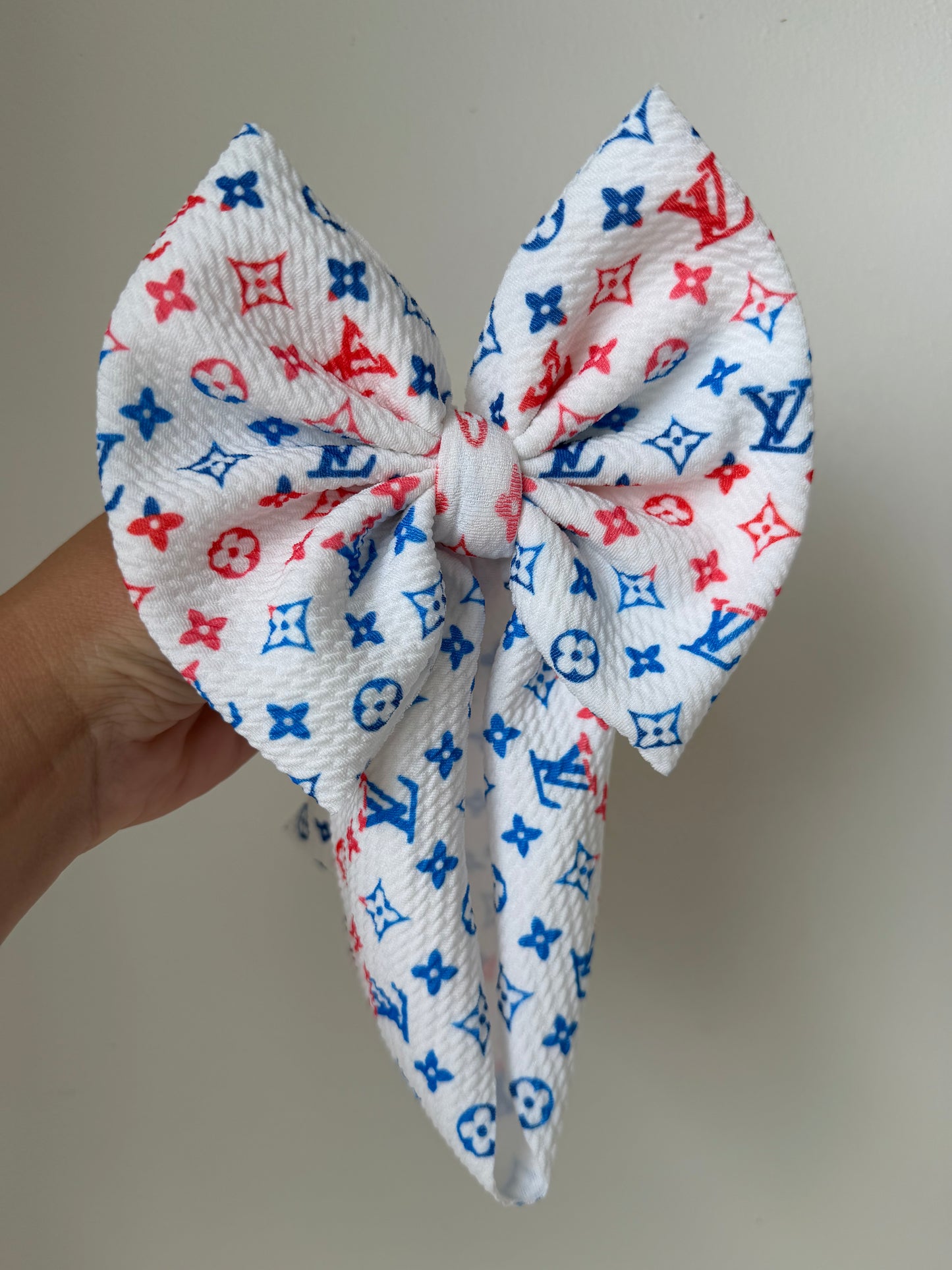 BABY REGULAR BOW - 4TH OF JULY - BOUJEE WHITE