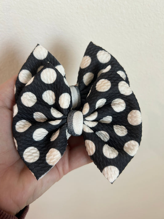 PIGGIE CLIPS - BLACK WITH WHITE DOTS