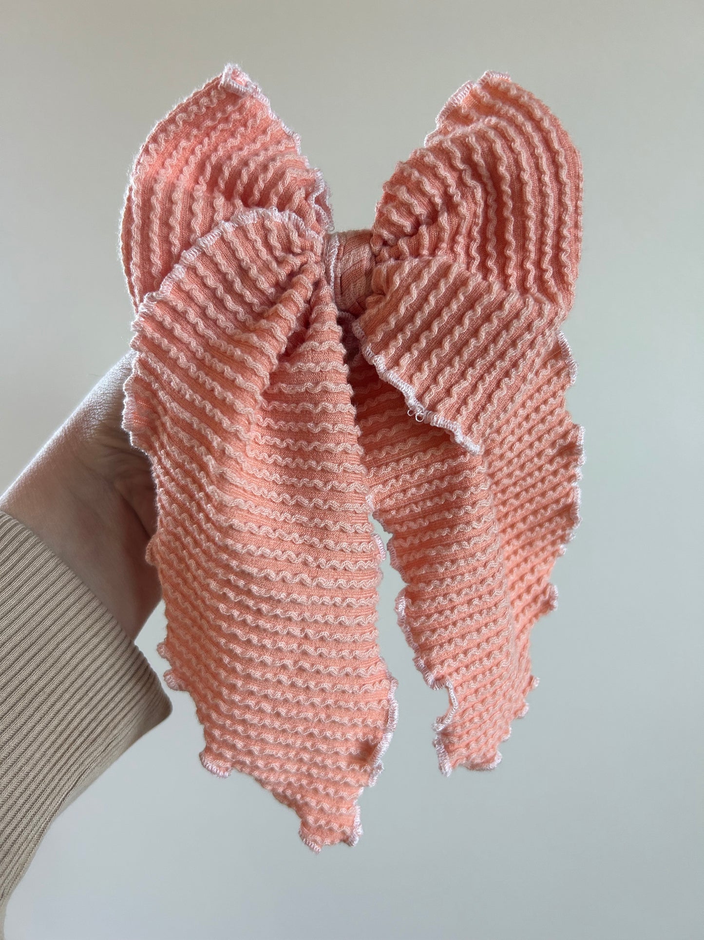 SAILOR BOW - READY TO SHIP - PEACH RIBBED