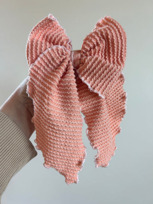 SAILOR BOW - READY TO SHIP - PEACH RIBBED