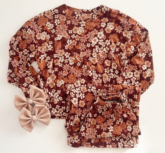 LOUNGE SET - RUST FLORAL - READY TO SHIP