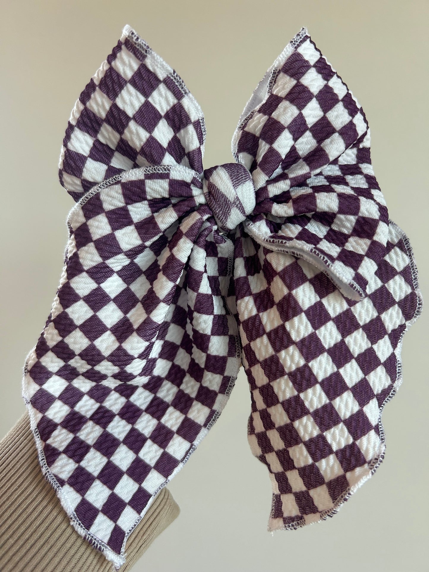 SAILOR BOW - READY TO SHIP - MAROON CHECKERED