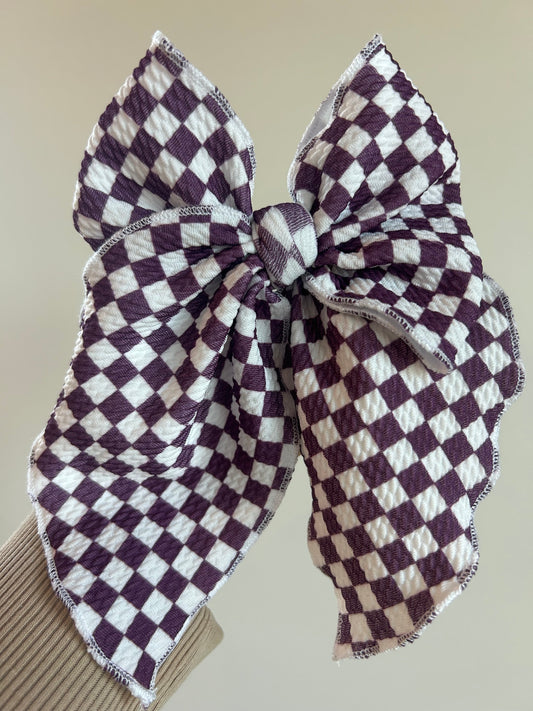 SAILOR BOW - READY TO SHIP - MAROON CHECKERED