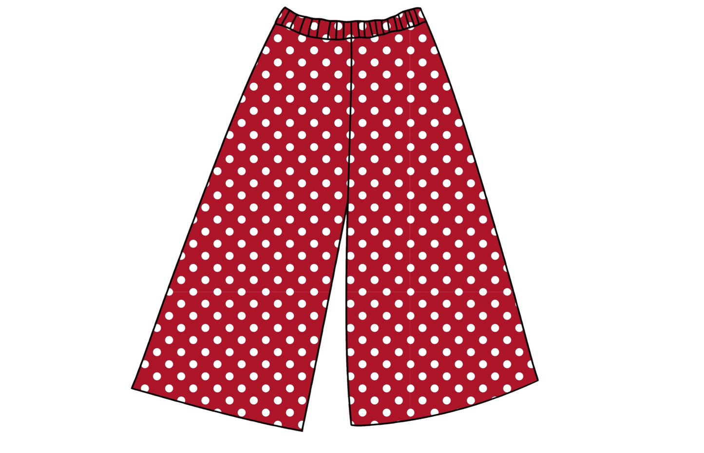 RIBBED BAMBOO PANTS - RED POLKA DOTS