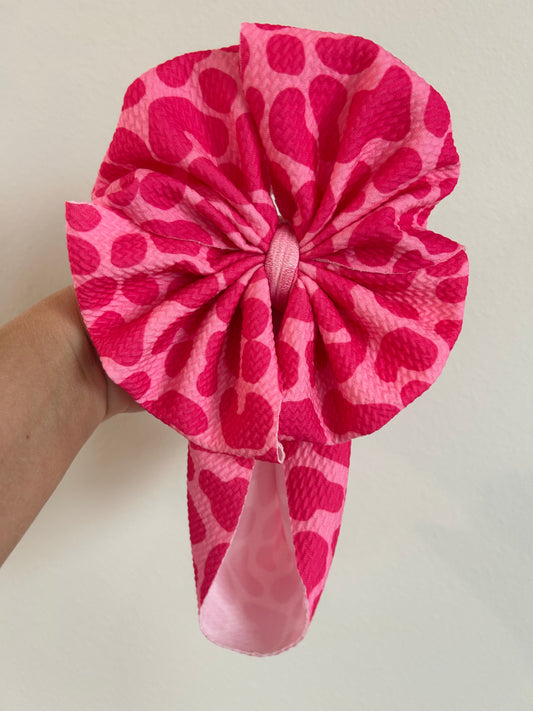 BABY MESSY BOW -PINK CHEETAH