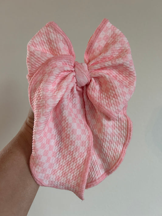 SAILOR BOW - READY TO SHIP - PINK/PINK CHECKERED
