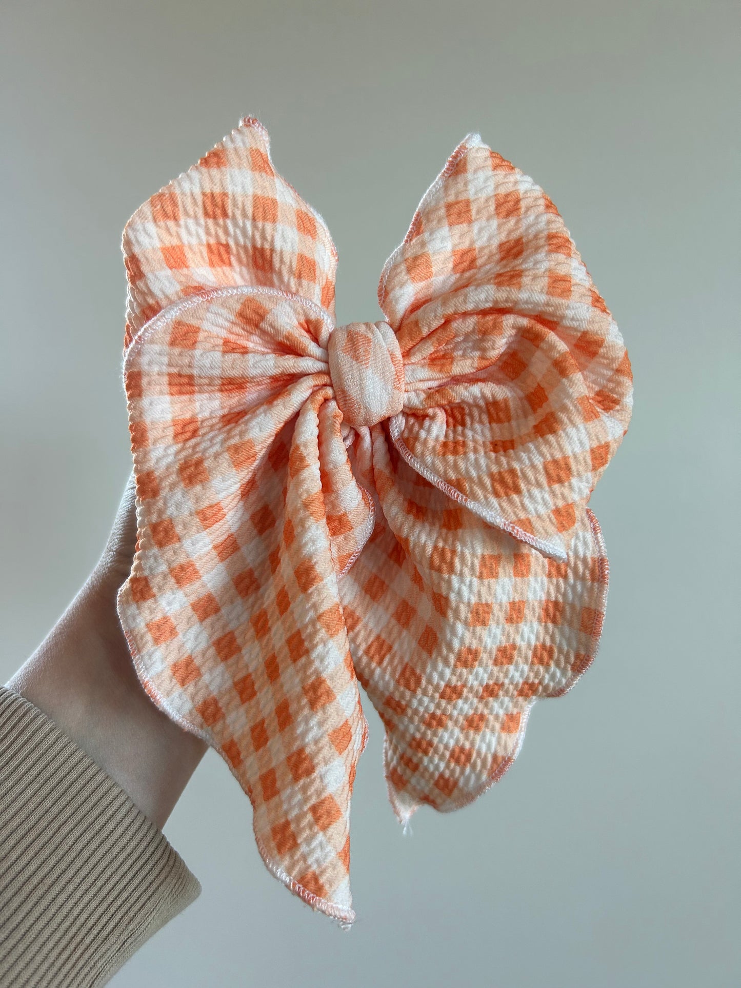 SAILOR BOW - READY TO SHIP - ORANGE GINGHAM