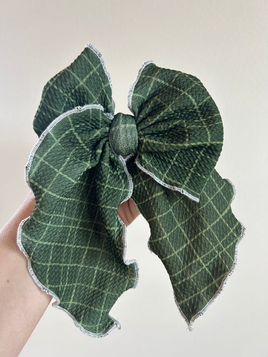 SAILOR BOW - READY TO SHIP - GREEN GRID