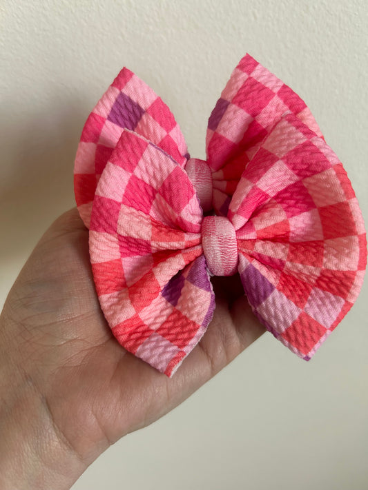 PIGGIE CLIPS -PINK/CORAL/PURPLE CHECKERED