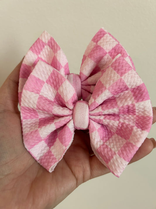 PIGGIE CLIPS -PINK/PINK CHECKERED