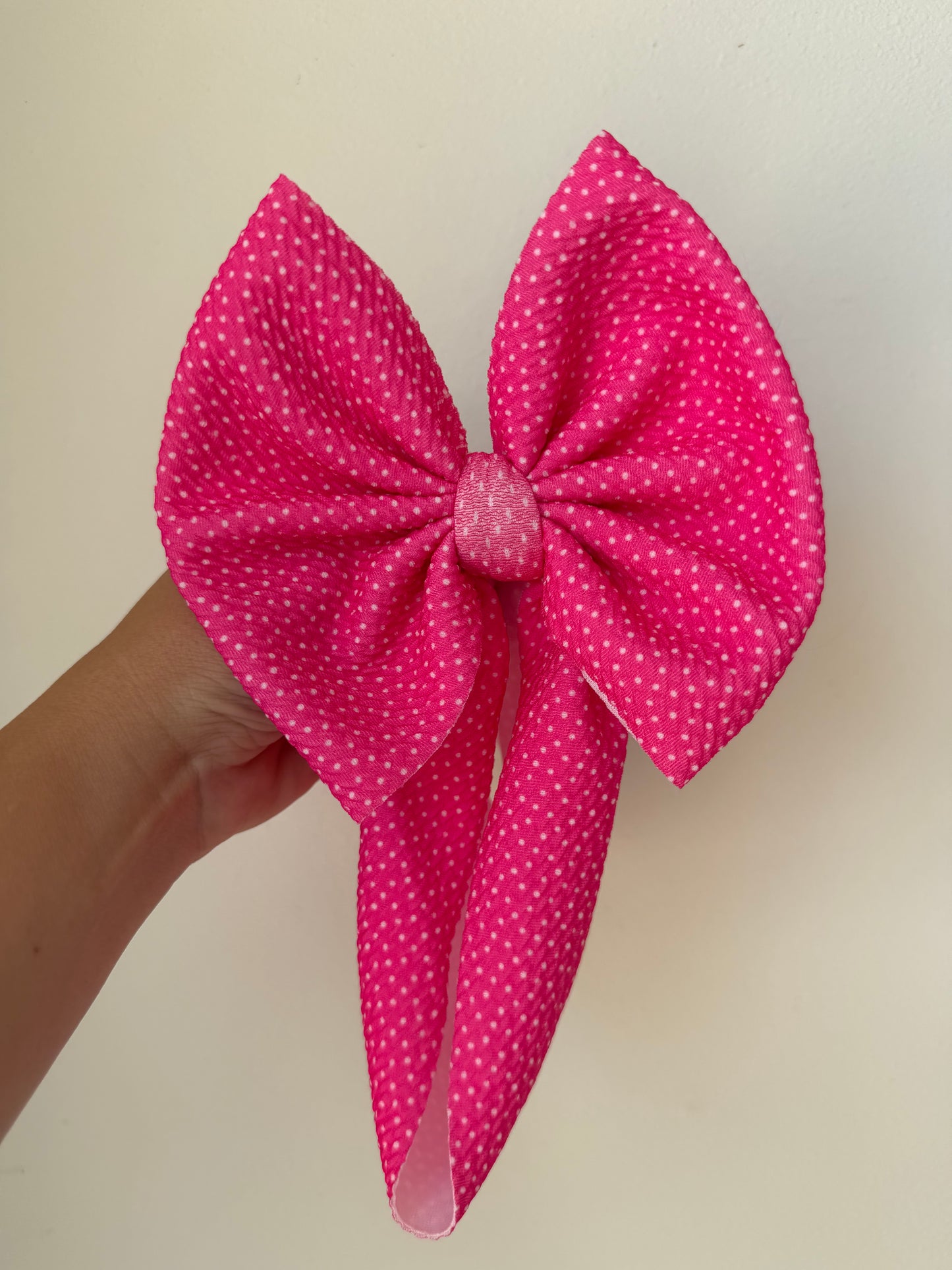 BABY REGULAR BOW- HOT PINK DITZY DOTS