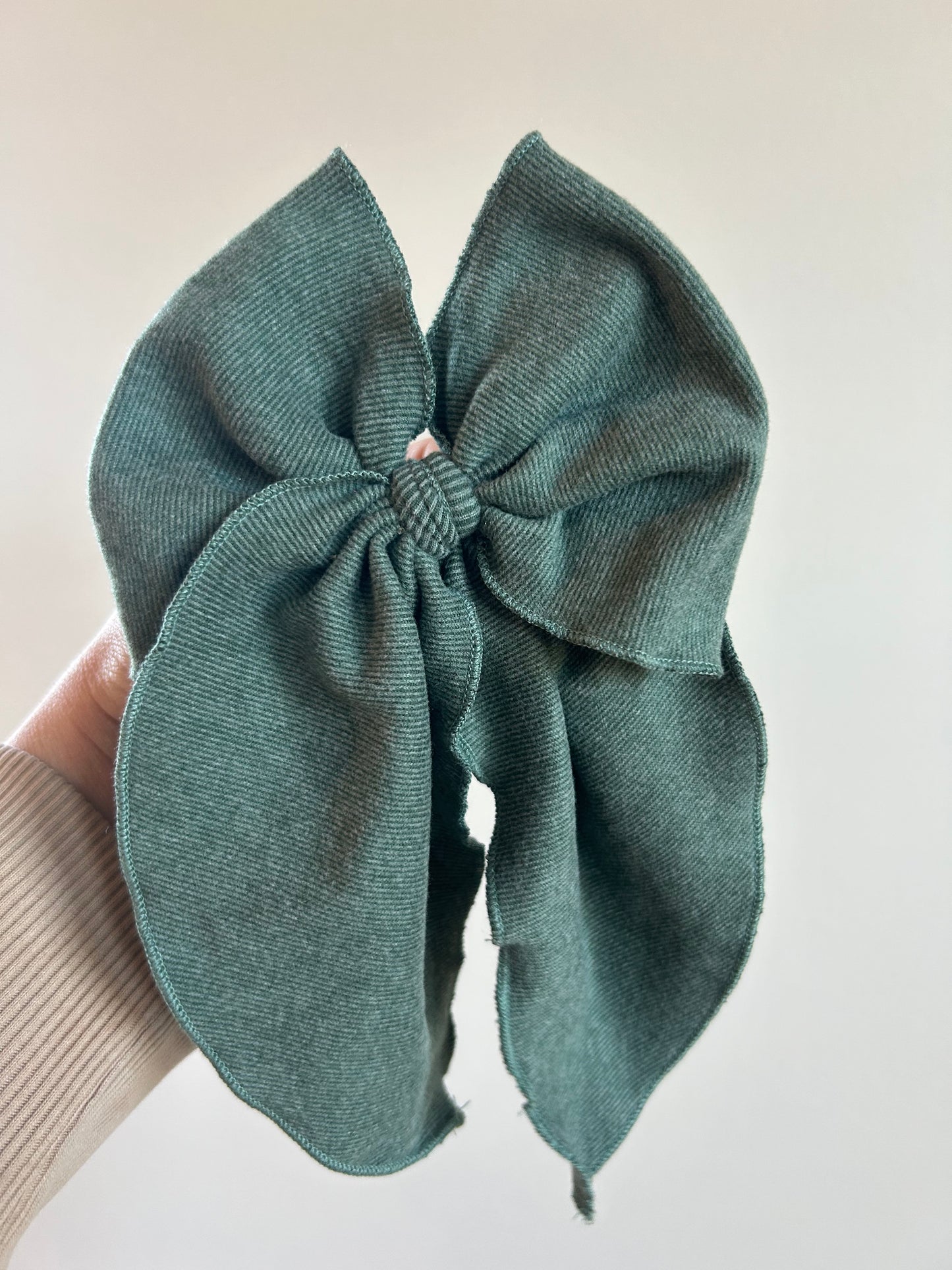 SAILOR BOW - READY TO SHIP - SMALL RIBBED GREEN FABRIC