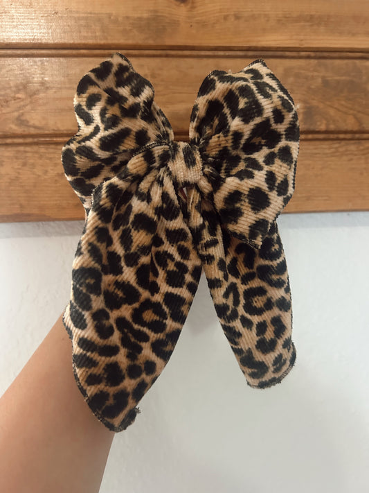 FALL BOW DROP - VELVET RIBBED CHEETAH