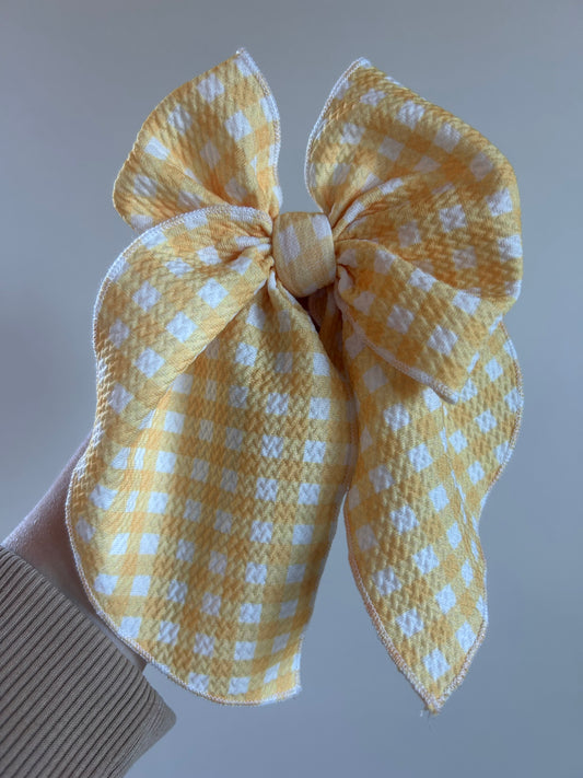 SAILOR BOW - READY TO SHIP - YELLOW GINGHAM