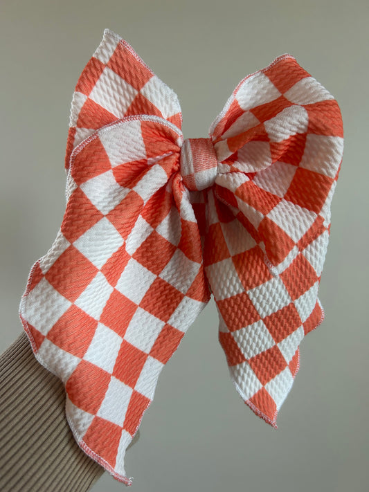 SAILOR BOW - READY TO SHIP - LIGHT ORANGE CHECKERED