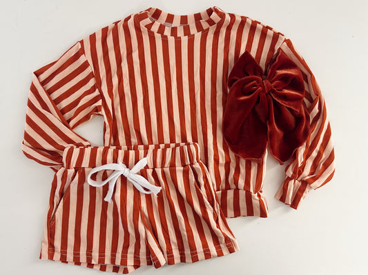 ORANGE STRIPE LOUNGE SET