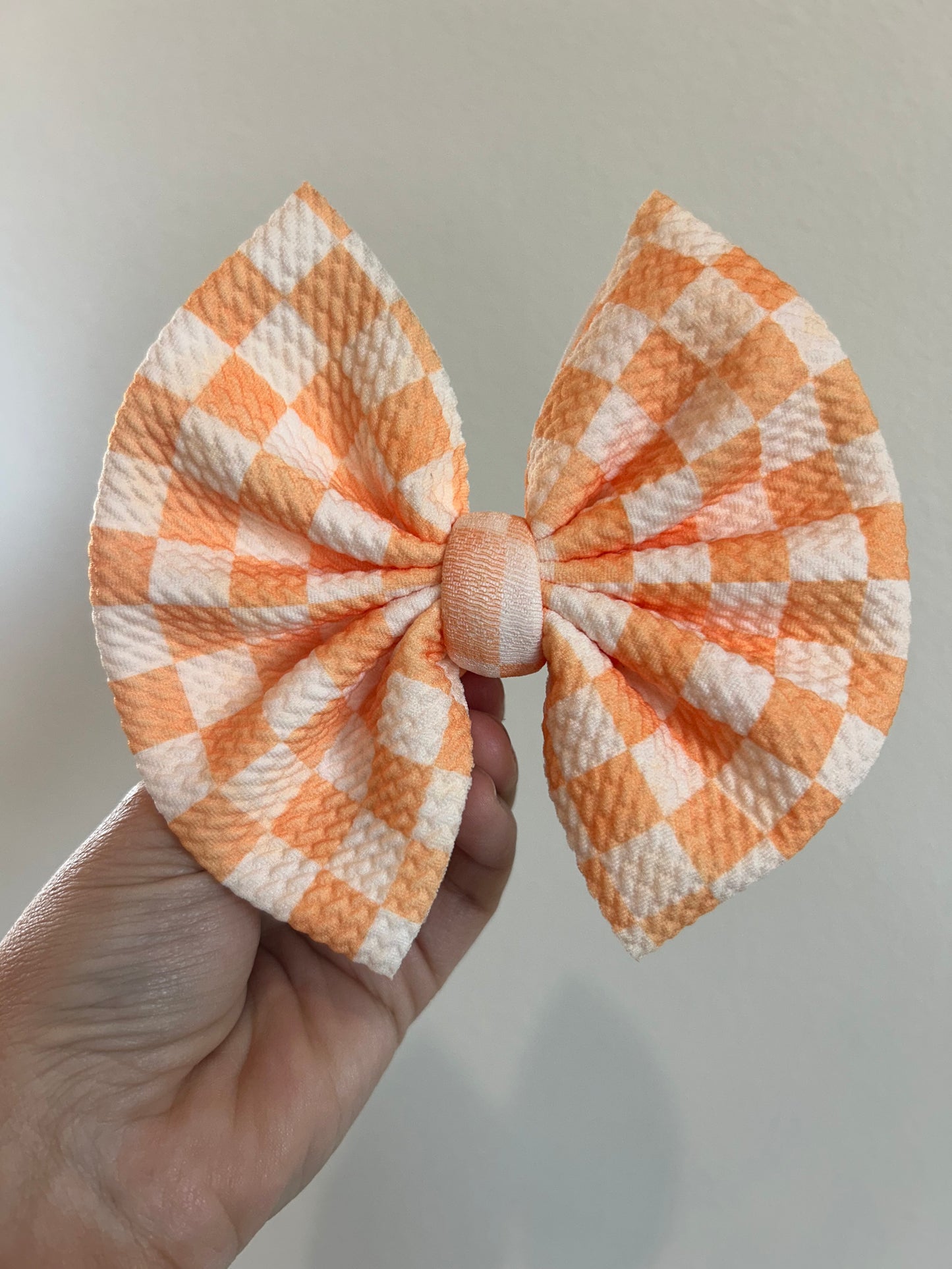 BIG CLIP BOW - ORANGE/ORANGE CHECKERED