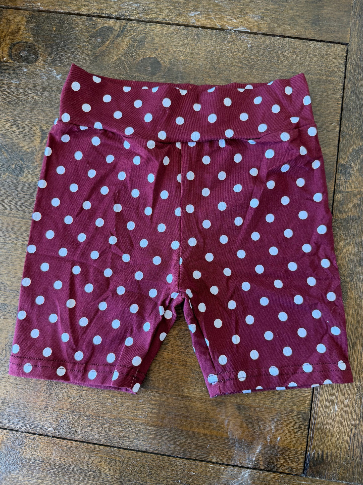 BIKER SHORTS - MAROON/WHITE DOTS
