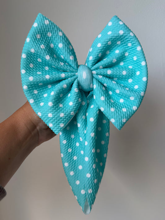 BABY REGULAR BOW- NEW TURQUOISE DOT