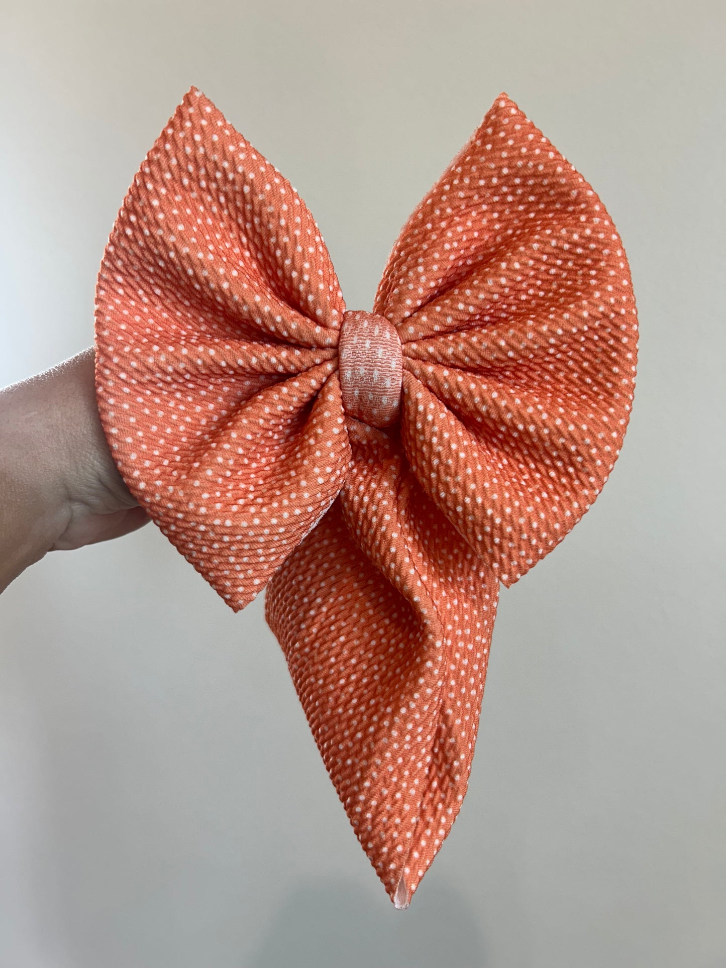 READY TO SHIP - BABY REGULAR BOW WRAP - ORANGE DITZY DOTS