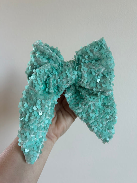 SAILOR BOW - READY TO SHIP - MINT SEQUIN