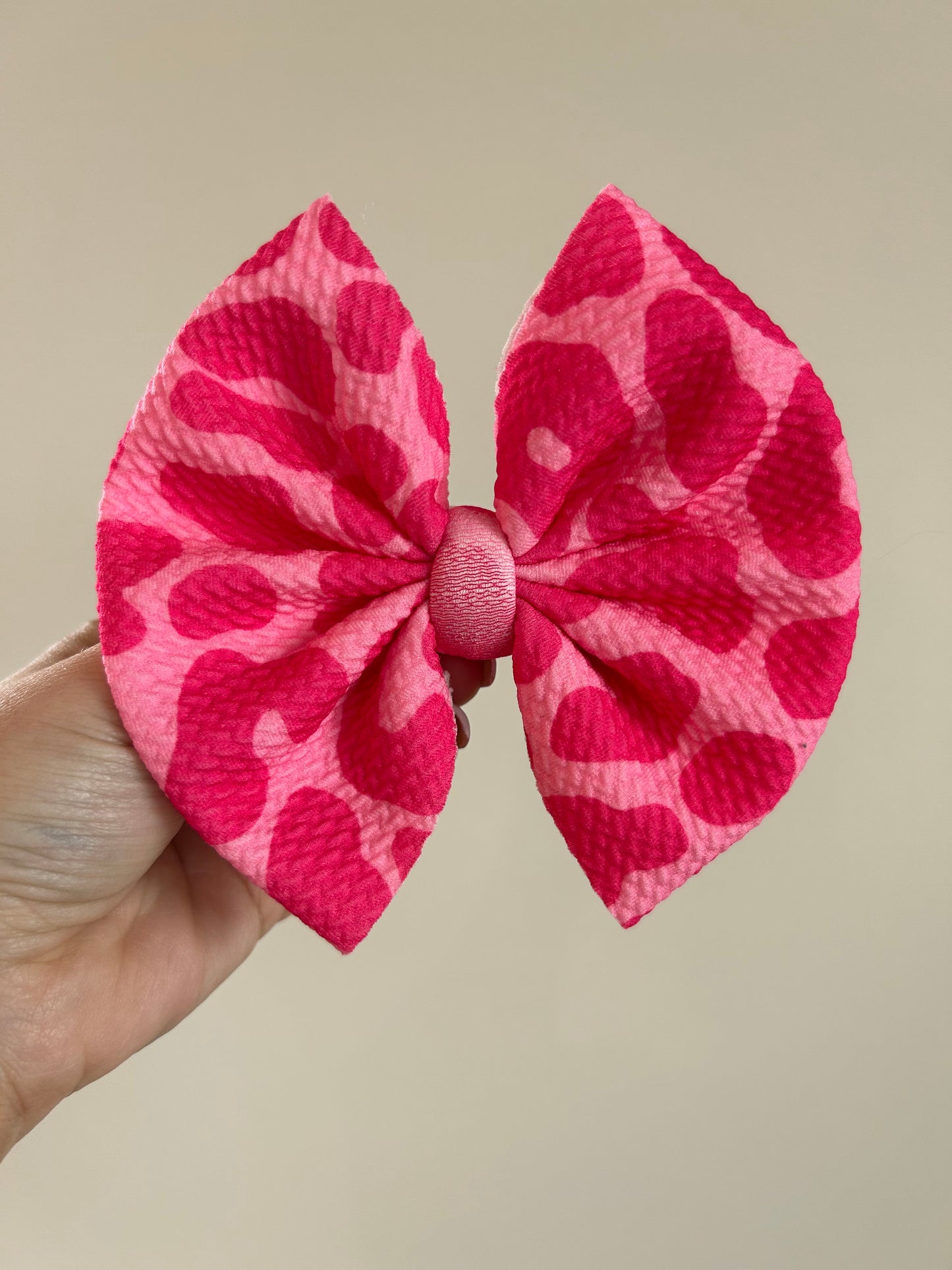 BIG CLIP BOW - PINK CHEETAH