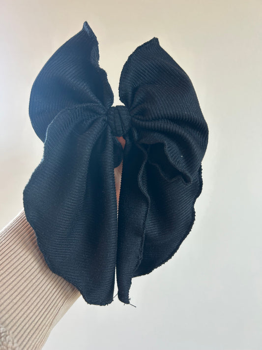 SAILOR BOW - READY TO SHIP - SMALL RIBBED BLACK FABRIC