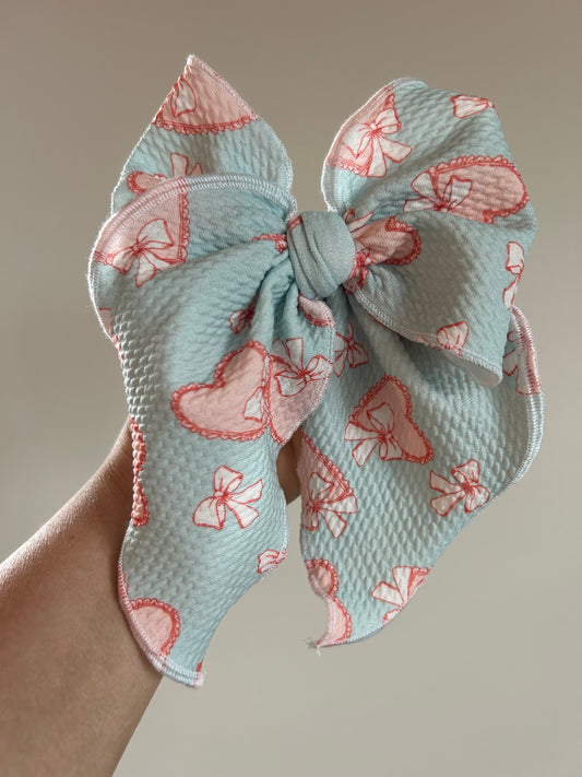 SAILOR BOW - READY TO SHIP - VALENTINE MINT BOWS & HEARTS