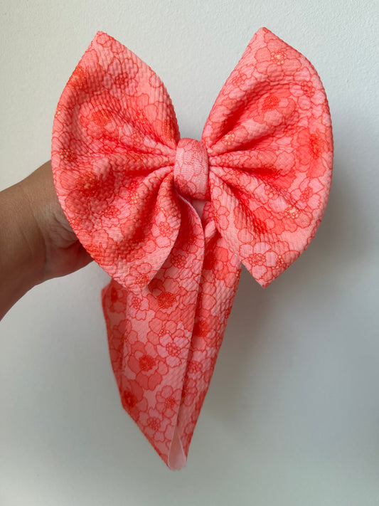 BABY REGULAR BOW- ORANGE FLORAL