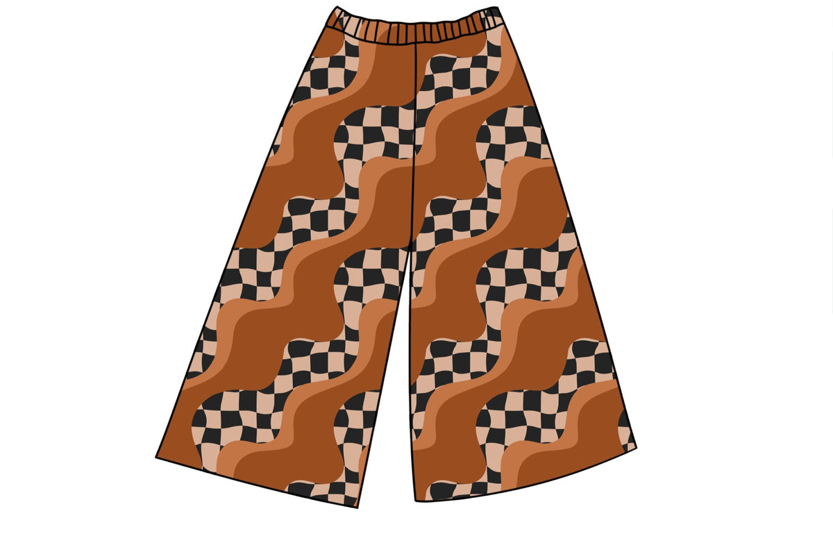 PRE ORDER - LOUNGE PANTS - BROWN CHECK WAVES