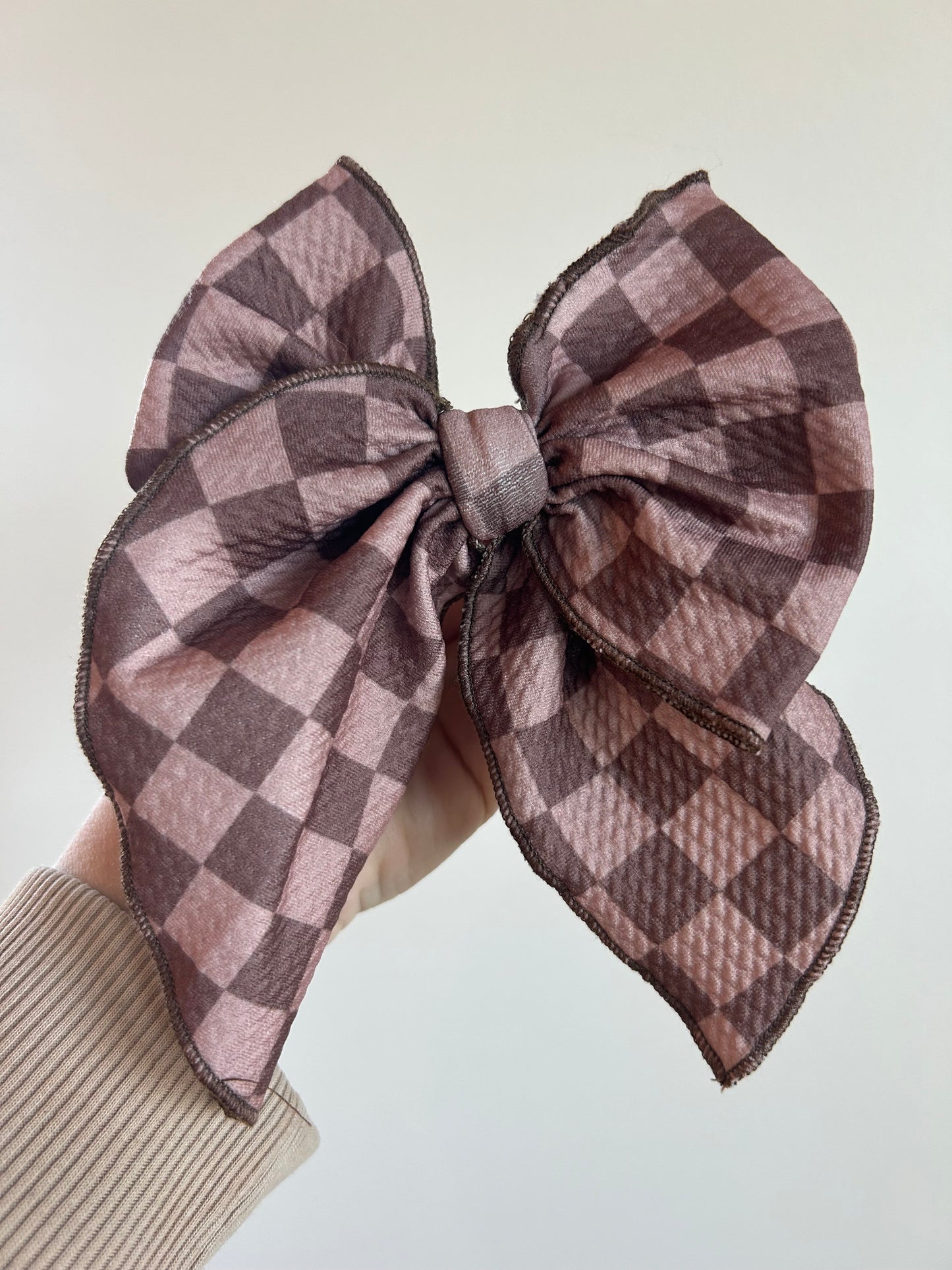 SAILOR BOW - READY TO SHIP - BROWN/BROWN CHECKERED