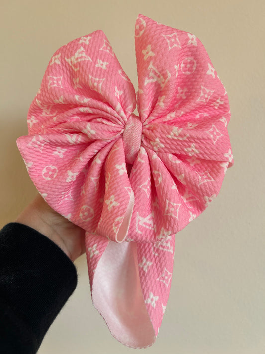 BABY MESSY BOW - PINK/WHITE BOUJEE