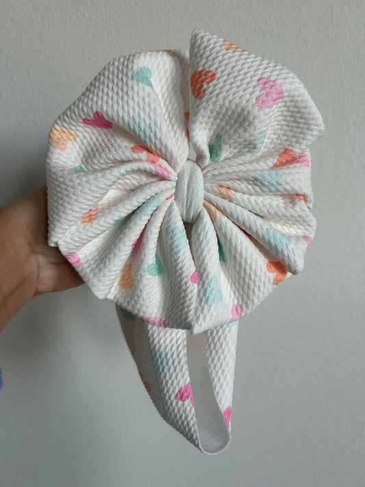 BABY MESSY BOW - PASTEL HEARTS