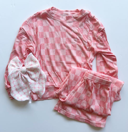 LOUNGE SET - PINK/PINK CHECKERED