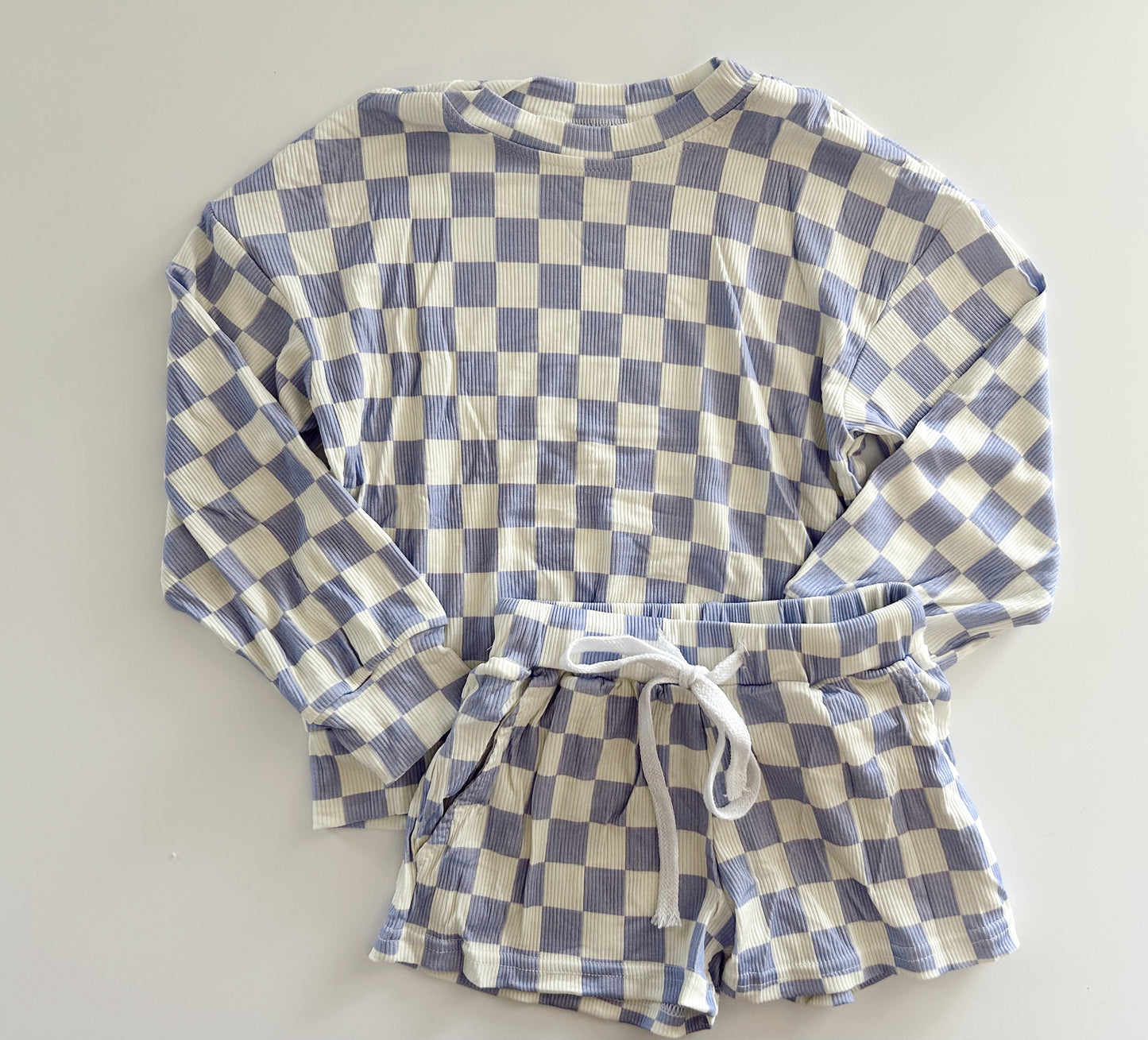 LOUNGE SET - PURPLE CHECKERED - READY TO SHIP